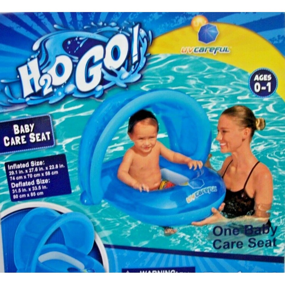 Bestway H2OGO UV Careful Baby Care Seat Inflatable Pool Float with Sunshade Blue